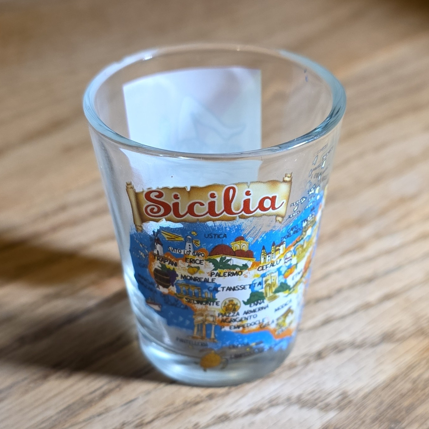 Sicilia Sicily Italy Souvenir Shot Glass w/ Map & Trinacria Flag Design Sicilia Sicily Italy Souvenir Shot Glass w/ Map & Trinacria Flag Design
