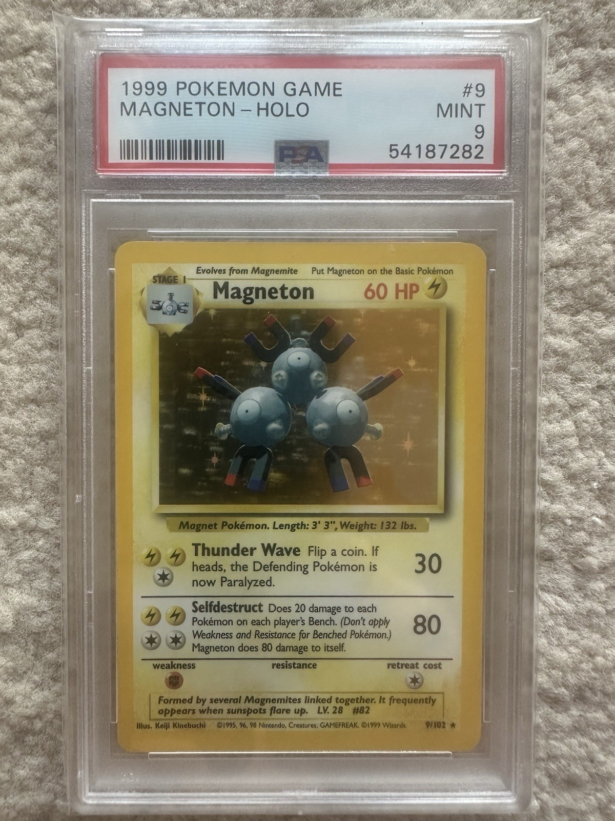 1999 Pokemon Base Set, Magneton PSA 9 Mint, 9/102. 1999 Pokemon Base Set, Magneton PSA 9 Mint, 9/102.