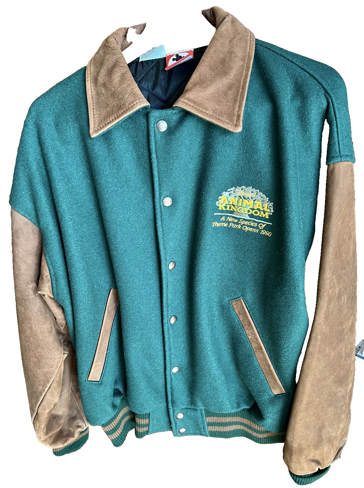 Disney World Animal Kingdom Pre-Opening Leather and Wool Jacket Size Large