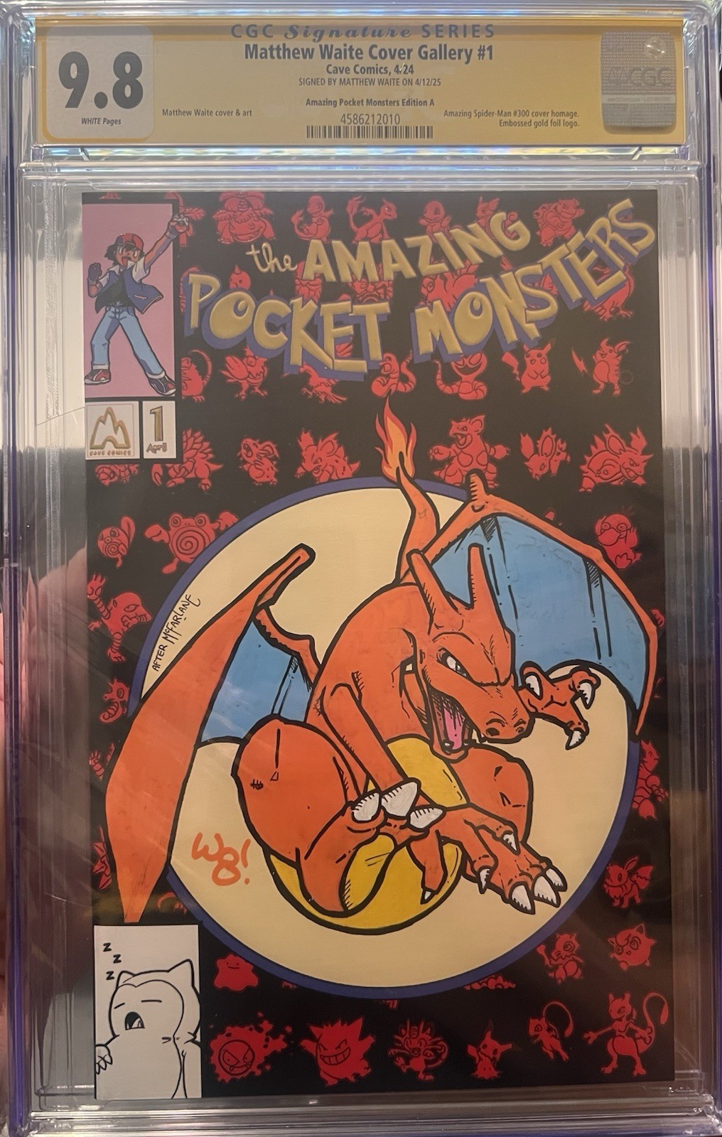 Pokemon Amazing Pocket Monsters #1 Embossed Gold Foil Matthew Waite Pop 5 VHTF