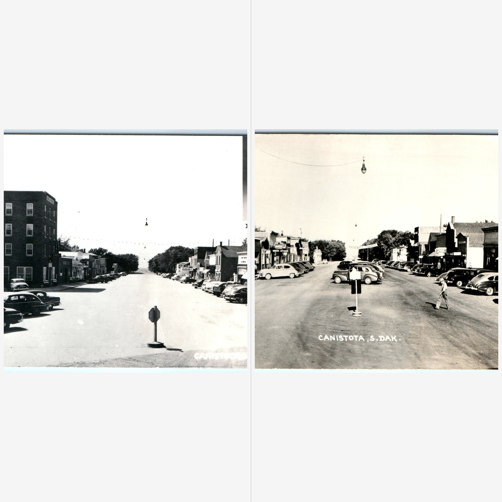 x2 LOT 1950s Canistota SD Downtown Main St RPPC Postcards Hamms Beer Ortman Cafe