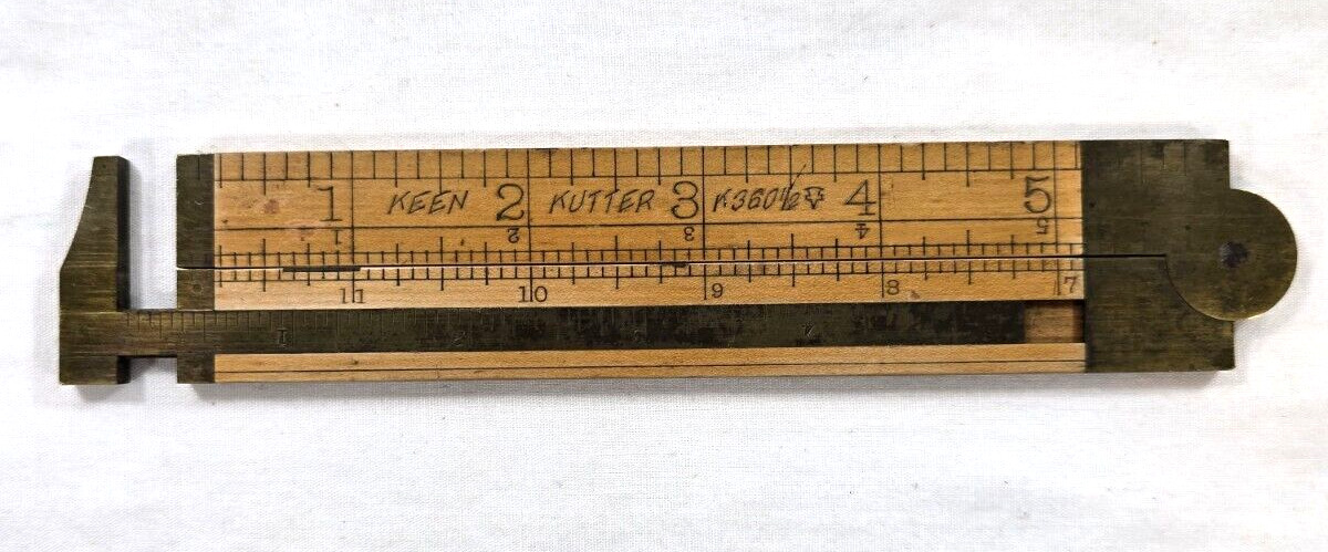 Vintage KEEN KUTTER K360 1/2 12 Inch Boxwood Folding Carpenters Ruler + Caliper