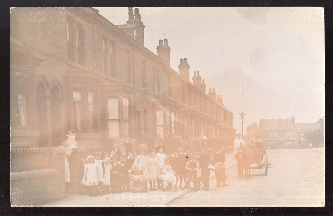 GB 1905-08 Real Photo Postcard; James Street in Masbro, Children