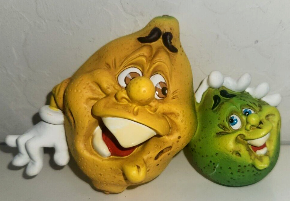 VINTAGE FUNNY QUIRKY FRUIT FIGURINE LEMON AND LIME 4 1/2\