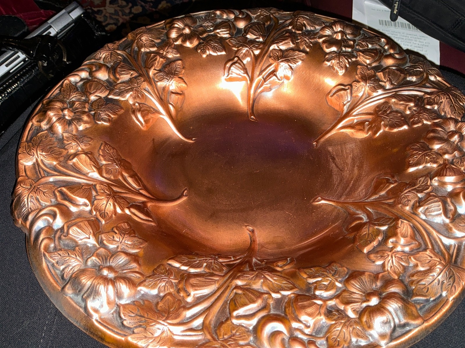 Antique COPPERCRAFT GUILD Floral Embossed Design Decorative Bowl ~Excellent~
