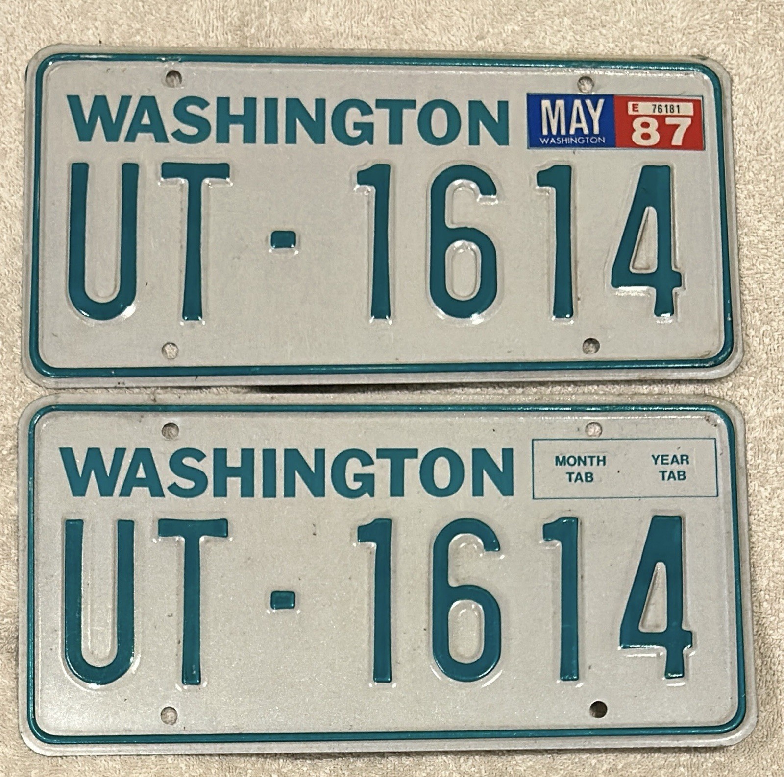 Beautiful Pair Of Original Washington State License Plate 1983 1984 1985 1986