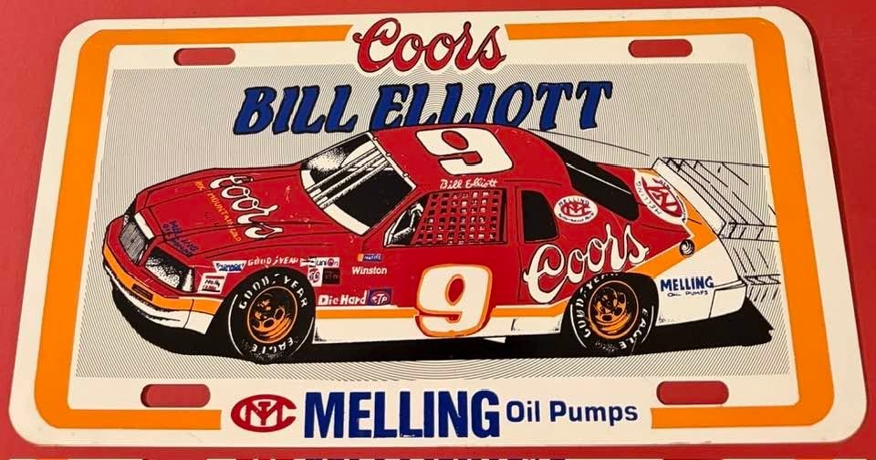 Bill Elliott Nascar 9 Booster License Plate Coors Melling Oil Pumps Racing