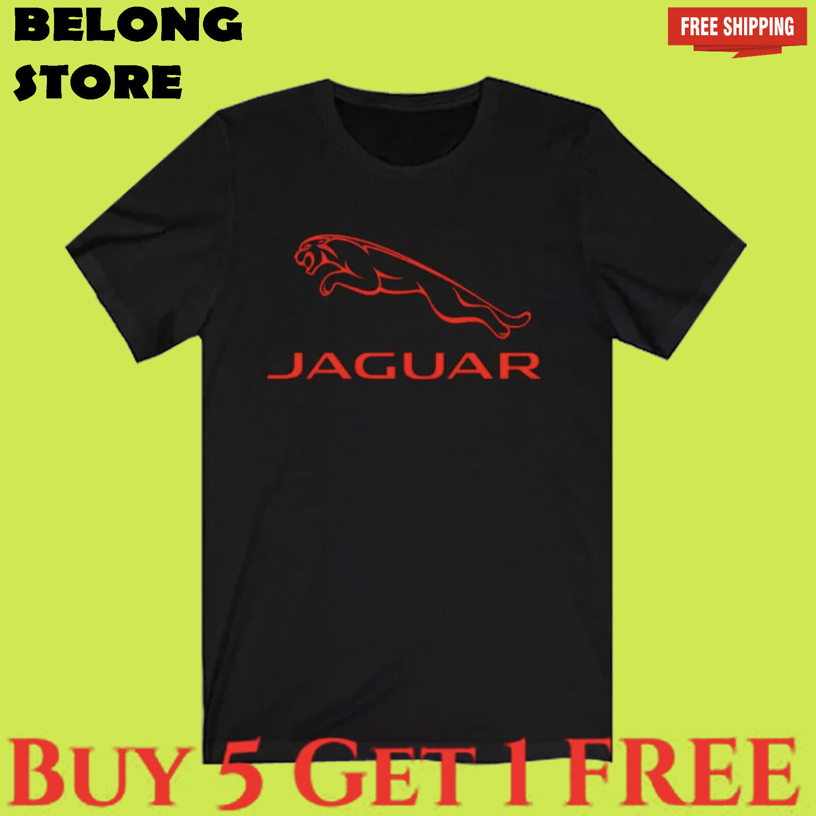 Jaguar Car Red Men\'S T-Shirt S-5XL USA Tee New Logo