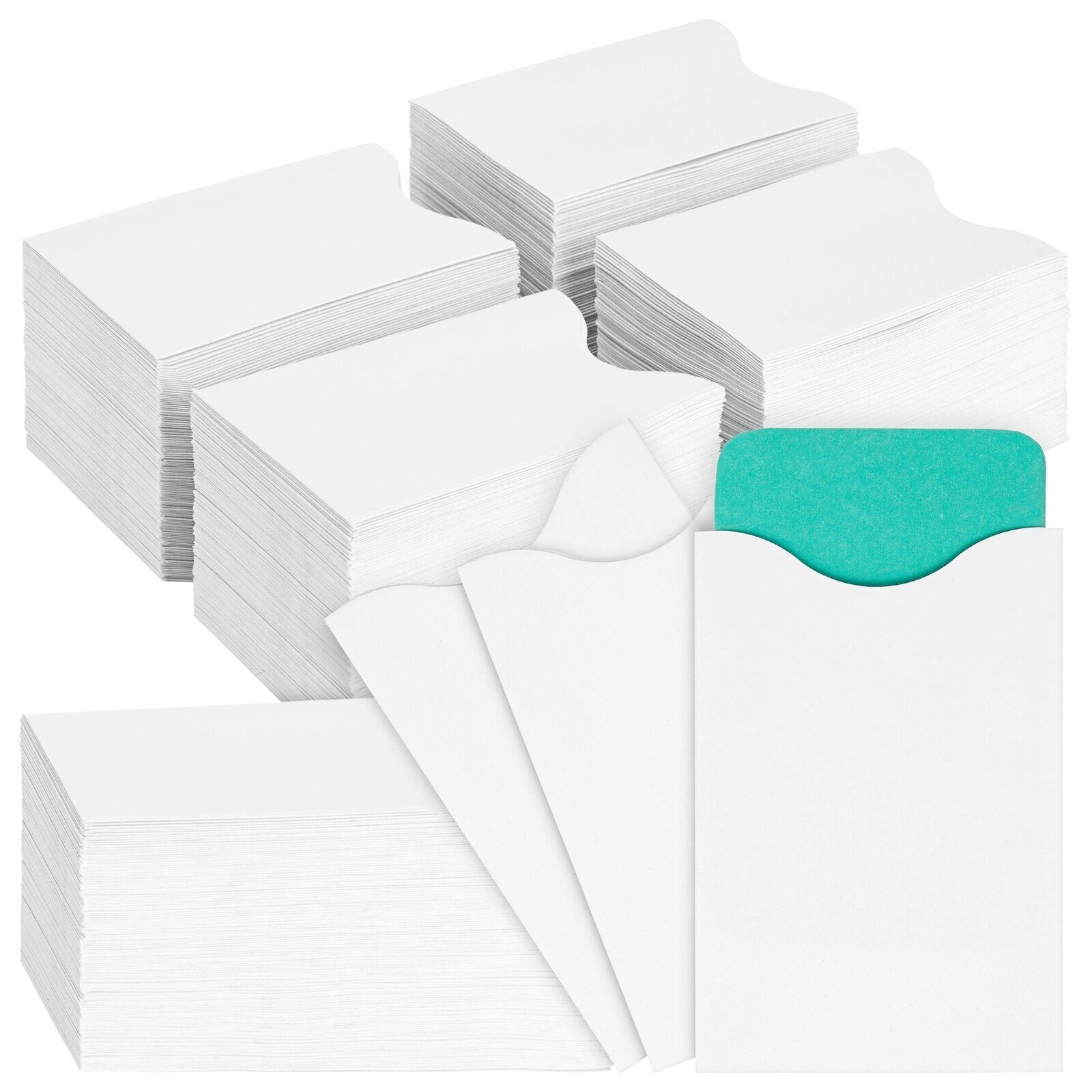500 Pack Blank Keycard Envelope Sleeves, Card Protectors (White, 3.5 x 2.3 In)