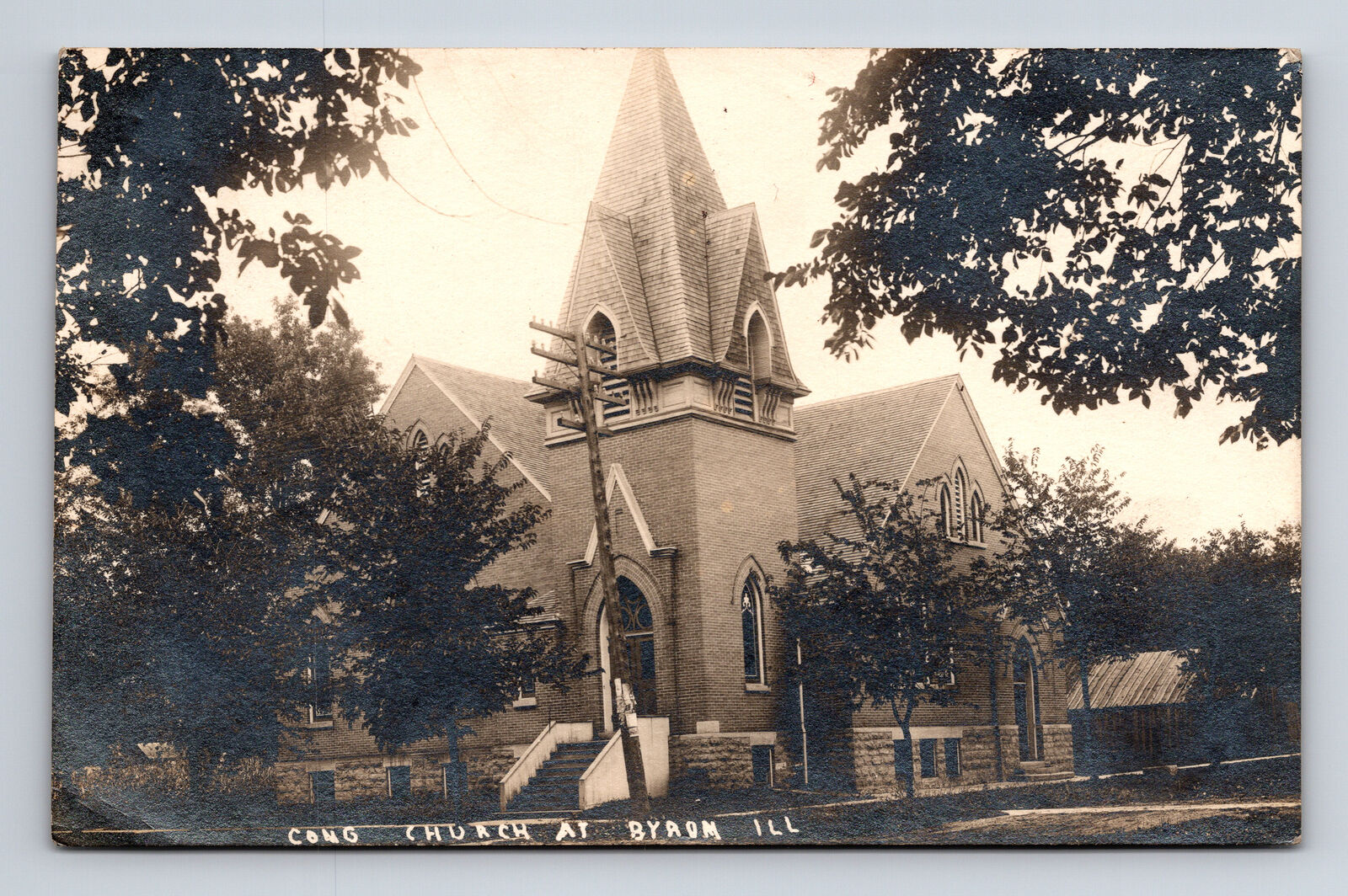 RPPC Congressional Church at Byron IL Postcard