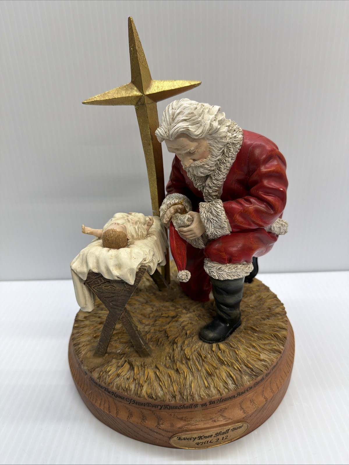 Vintage The Kneeling Santa Figurine by Roman Inc. Praying before Baby Jesus Xmas Vintage The Kneeling Santa Figurine by Roman Inc. Praying before Baby Jesus Xmas