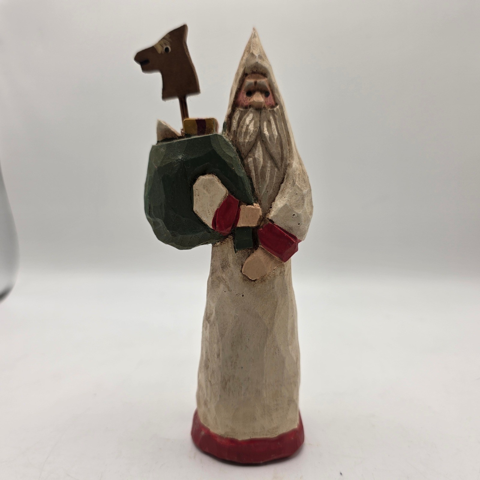 Vintage 1991 Jim Clement Hand Carved Wood Santa Figurine Lilburn GA Folk Art 6