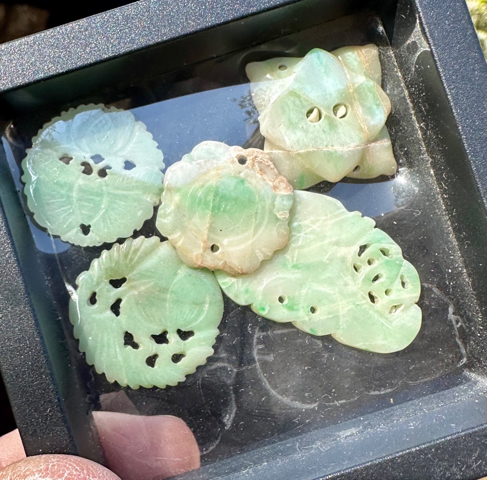 VINTAGE /ANTIQUE GRADE A JADEITE CARVING 5 PIECES