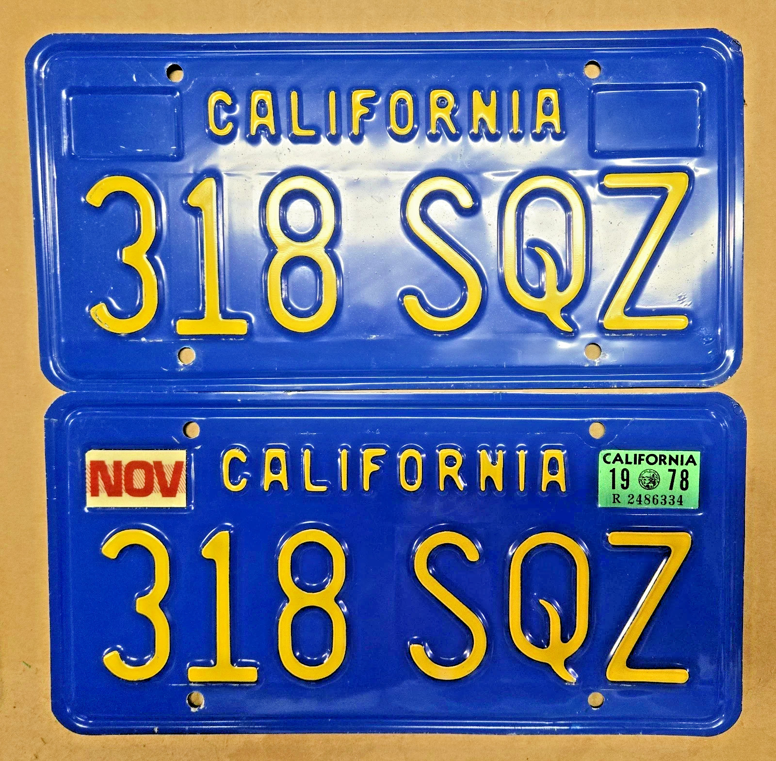 1970\'s California License Plates DMV Clear 1978 Chevrolet Blazer 1978 Validation