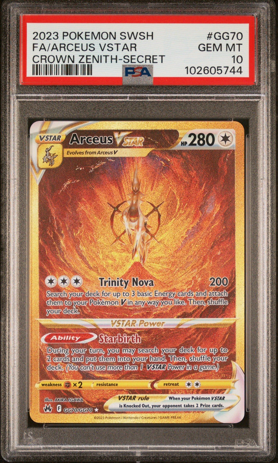 PSA 10 Arceus Vstar GG70/GG70 Secret Sword Shield Crown Zenith Pokemon