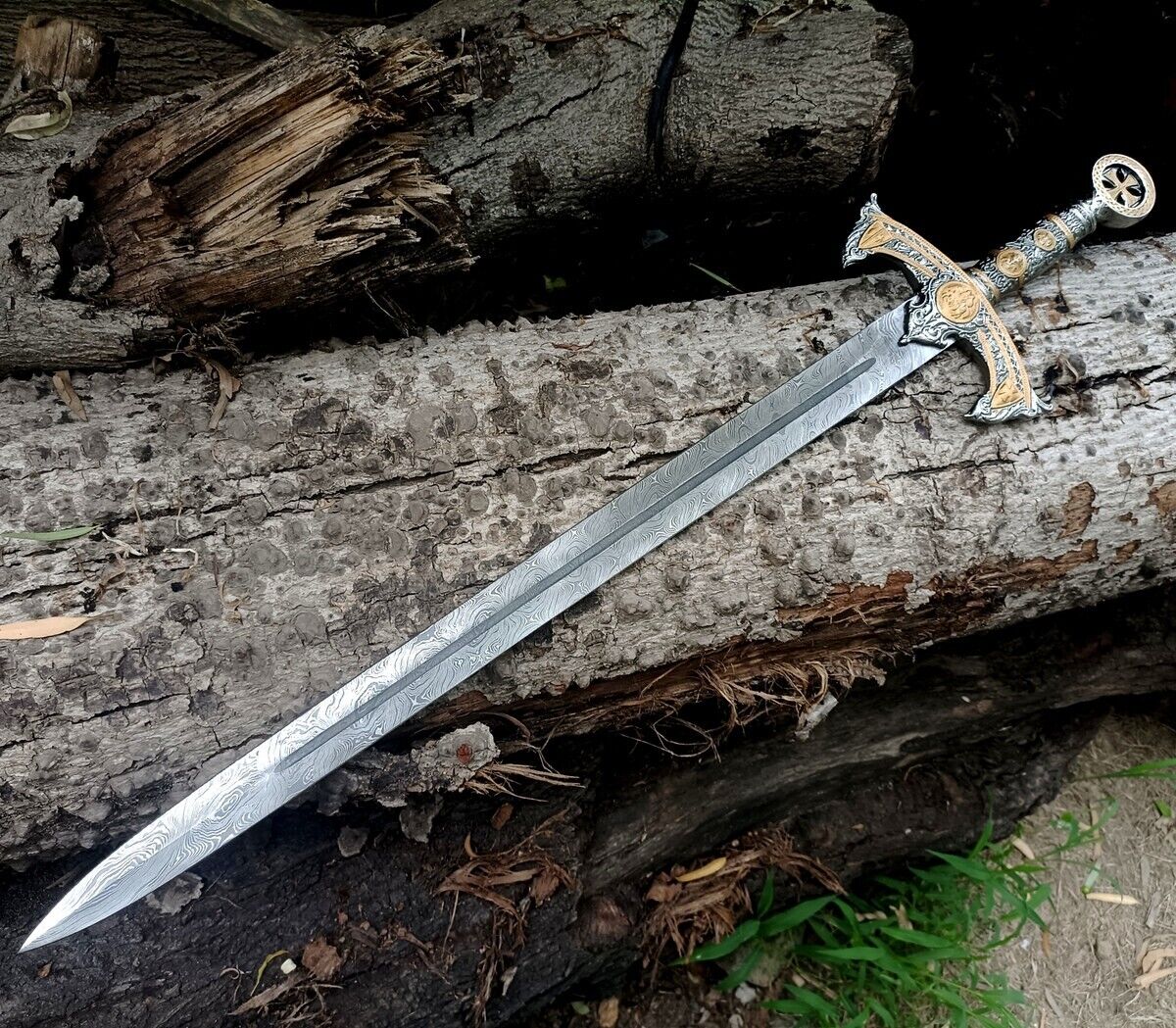 Handmade Sword With Scabbard, Vikings Sword, Monogram Sword, Templers Holy Sword
