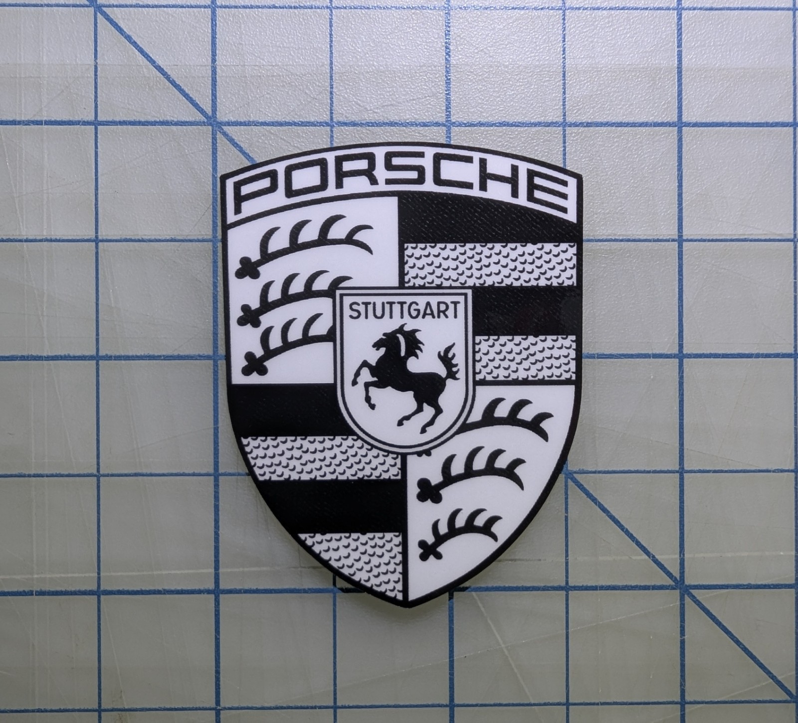 Porsche Emblem Crest Black & White Sticker/Decal High Quality Waterproof Outdoor