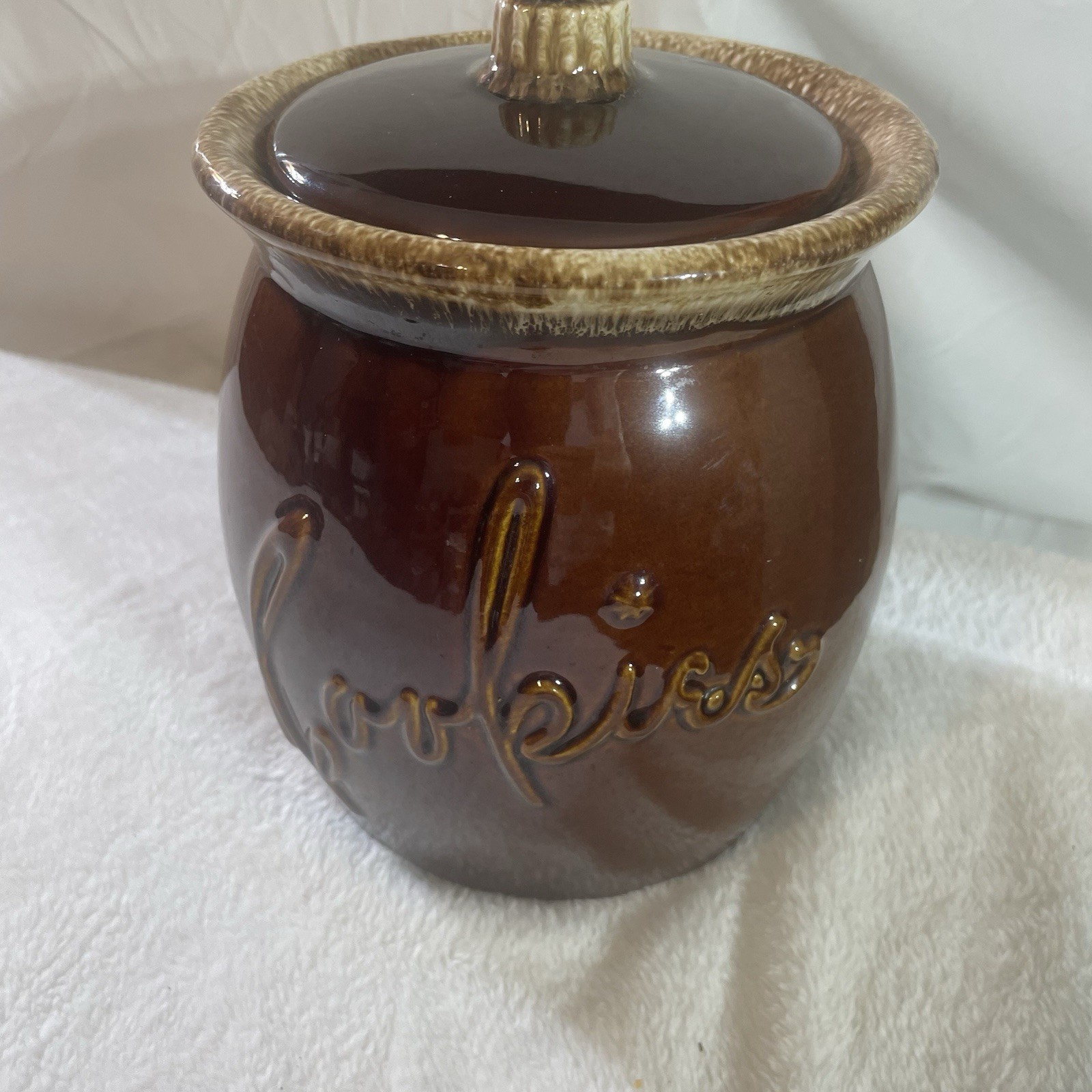 Hull Oven Proof USA Pottery Brown Drip Cookie Jar With Lid Vintage