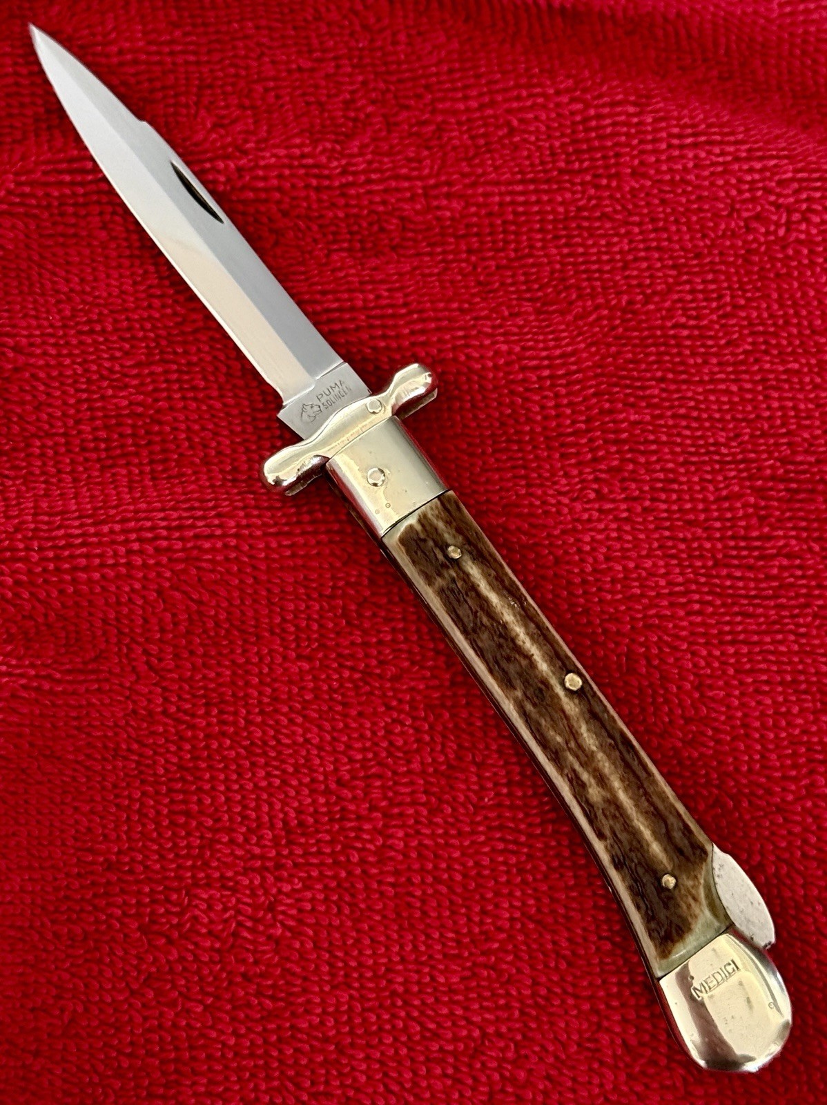 Vintage 1966 PUMA MEDICI Solingen Germany Pocketknife Swinguard Stiletto
