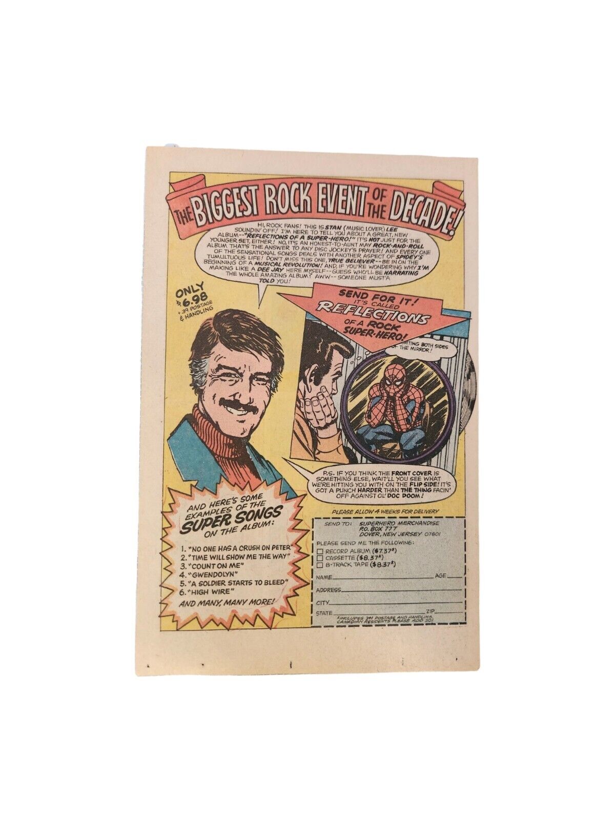 PRINT AD 1975 Reflections Of A Rock Super-Hero Comic Size Original & Authentic 