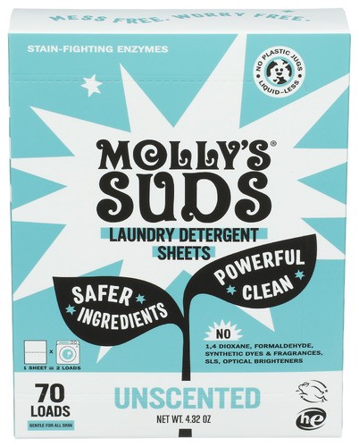 Mollys Suds Laundry Sheets Unscn 70L 4.32 Oz Pack Of 6