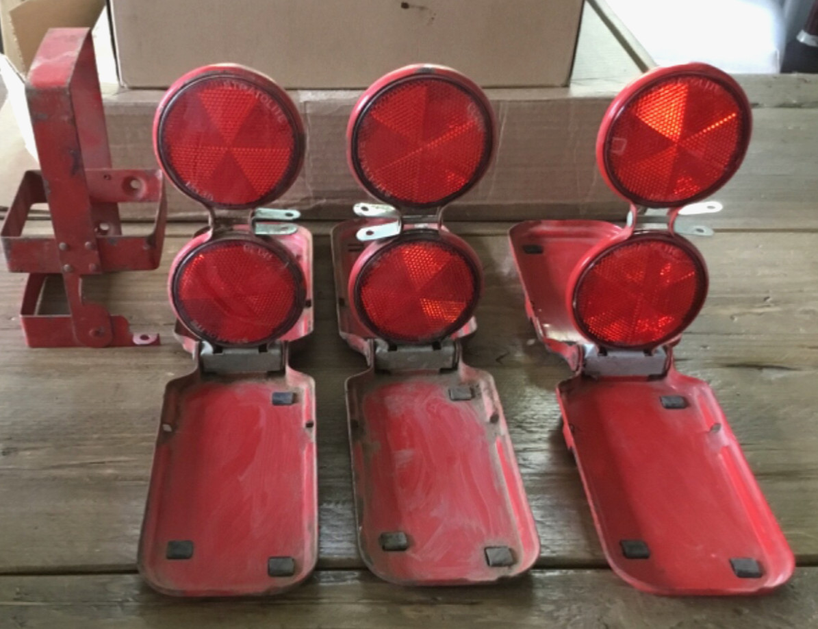 Vintage Miro Flare Roadside Vehicle Reflector Set of 3~ Industrial Gas Oil Decor