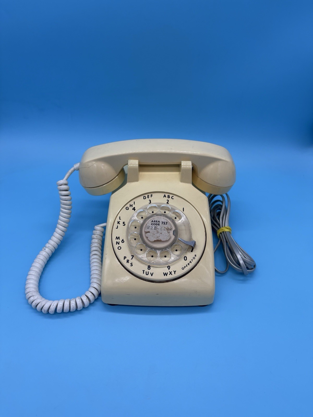 Vintage ITT Rotary Desk Phone Beige Untested with Cord