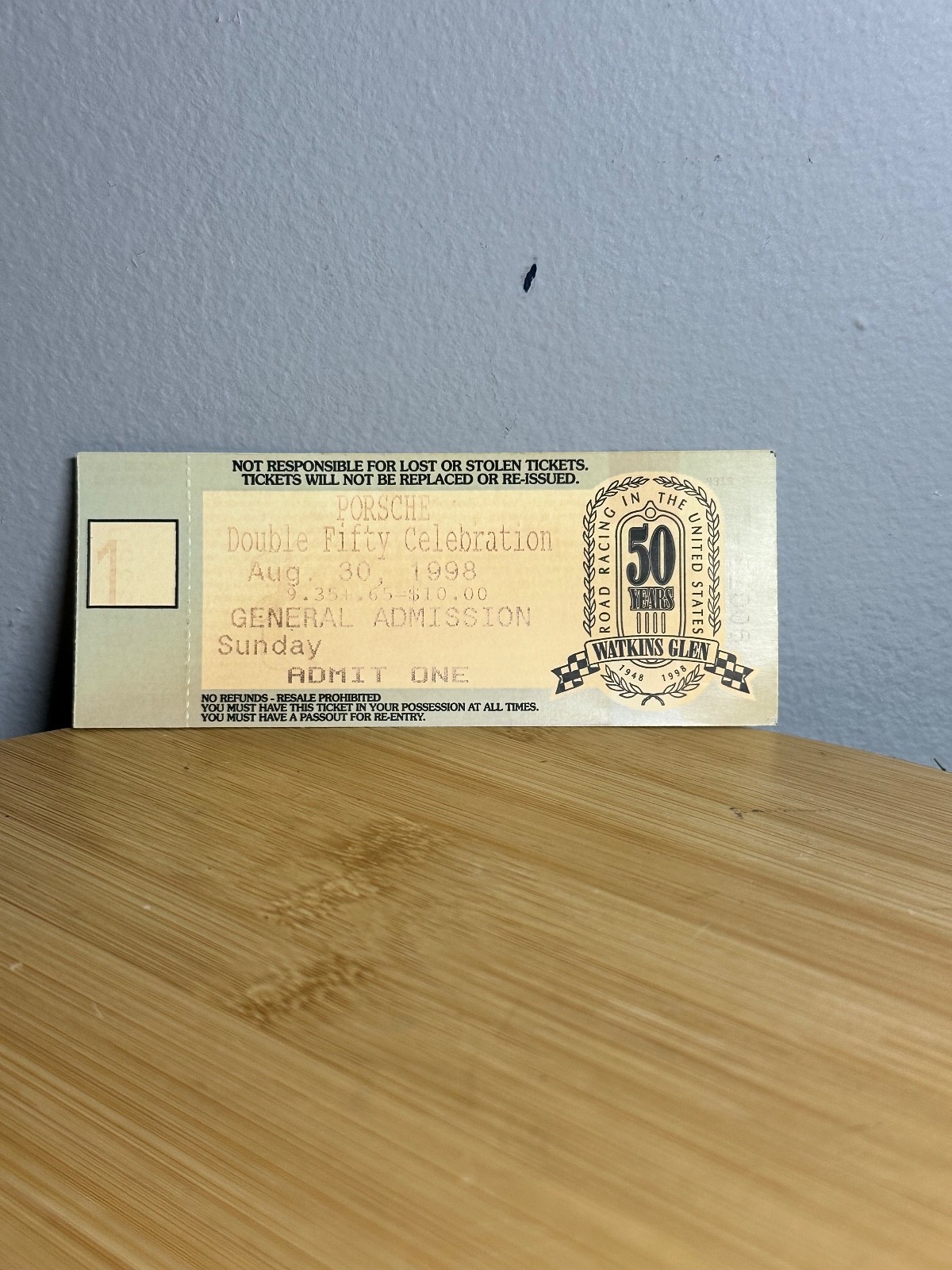 Watkins Glen 1998 PORSCHE Double Fifty Celebration Ticket
