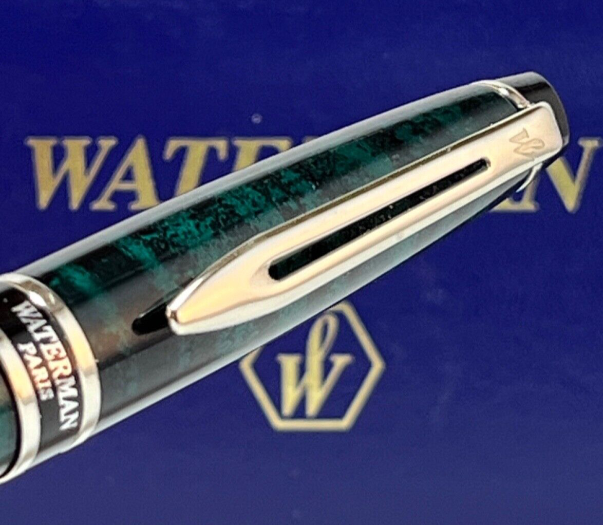 Waterman Expert II Fountain Pen Green Marble - M Nib Converter Ink Box & Extras