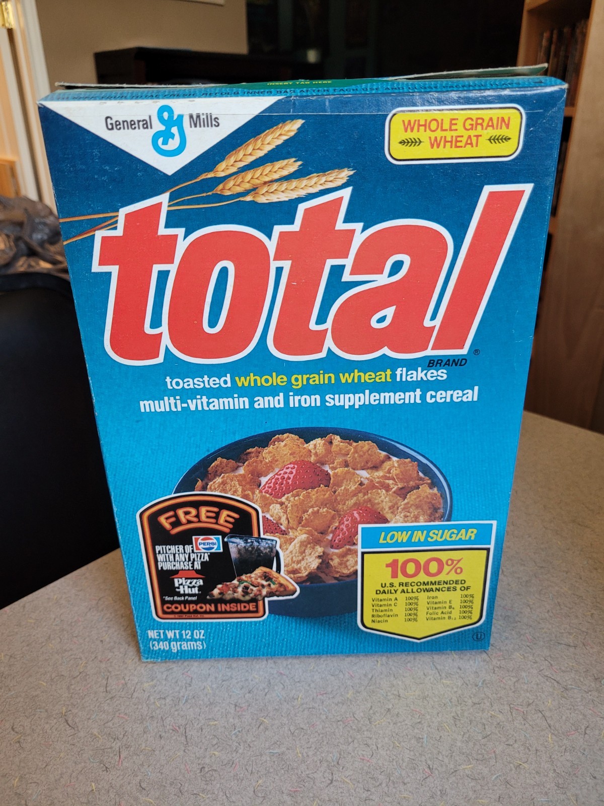 Vintage Total Cereal Box General Mills Pizza Hut Offer