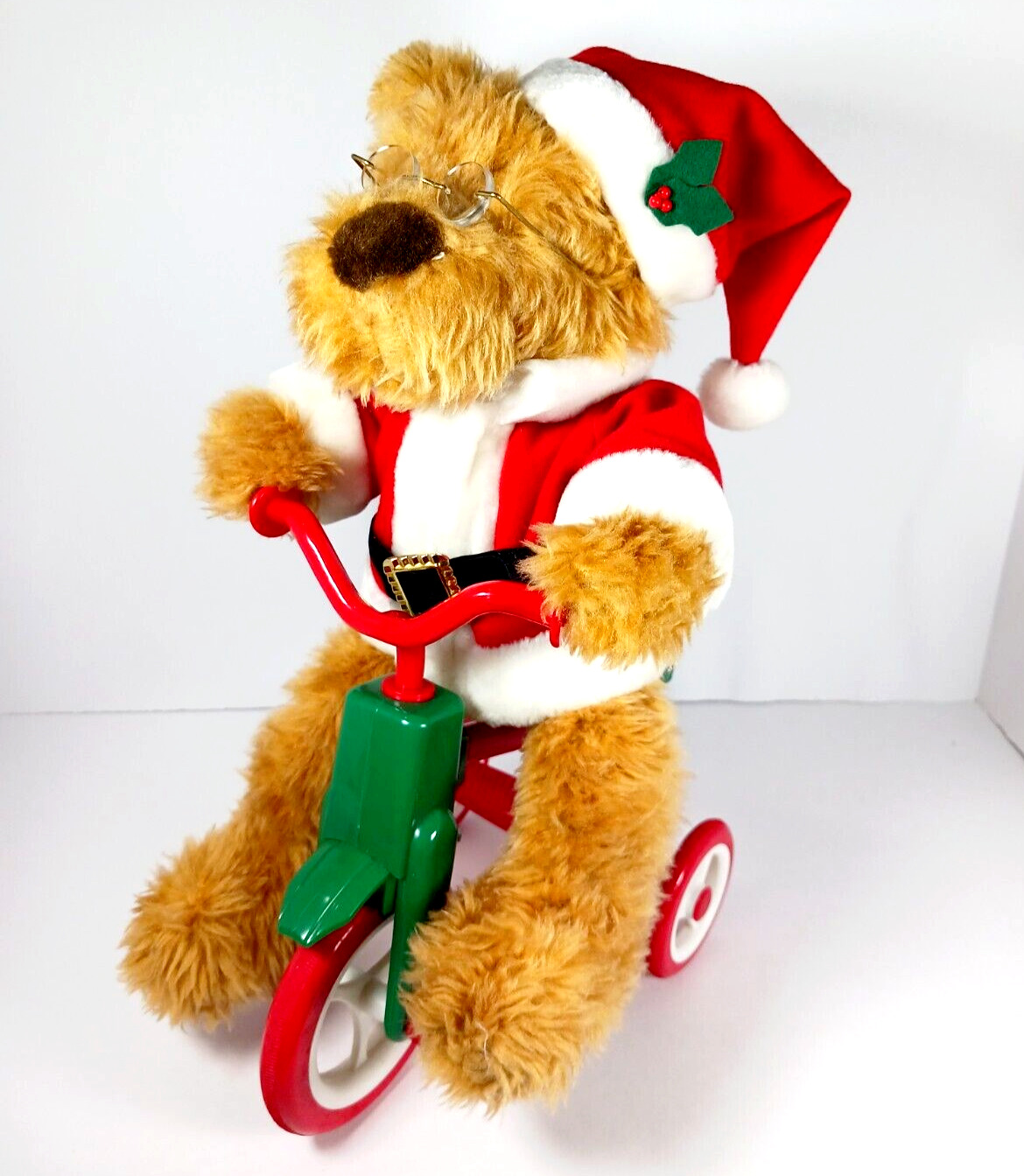 Musical Cycling Santa Bear 12 Songs Rides Tricycle Vtg 1997 AVON WORKS SEE VIDEO
