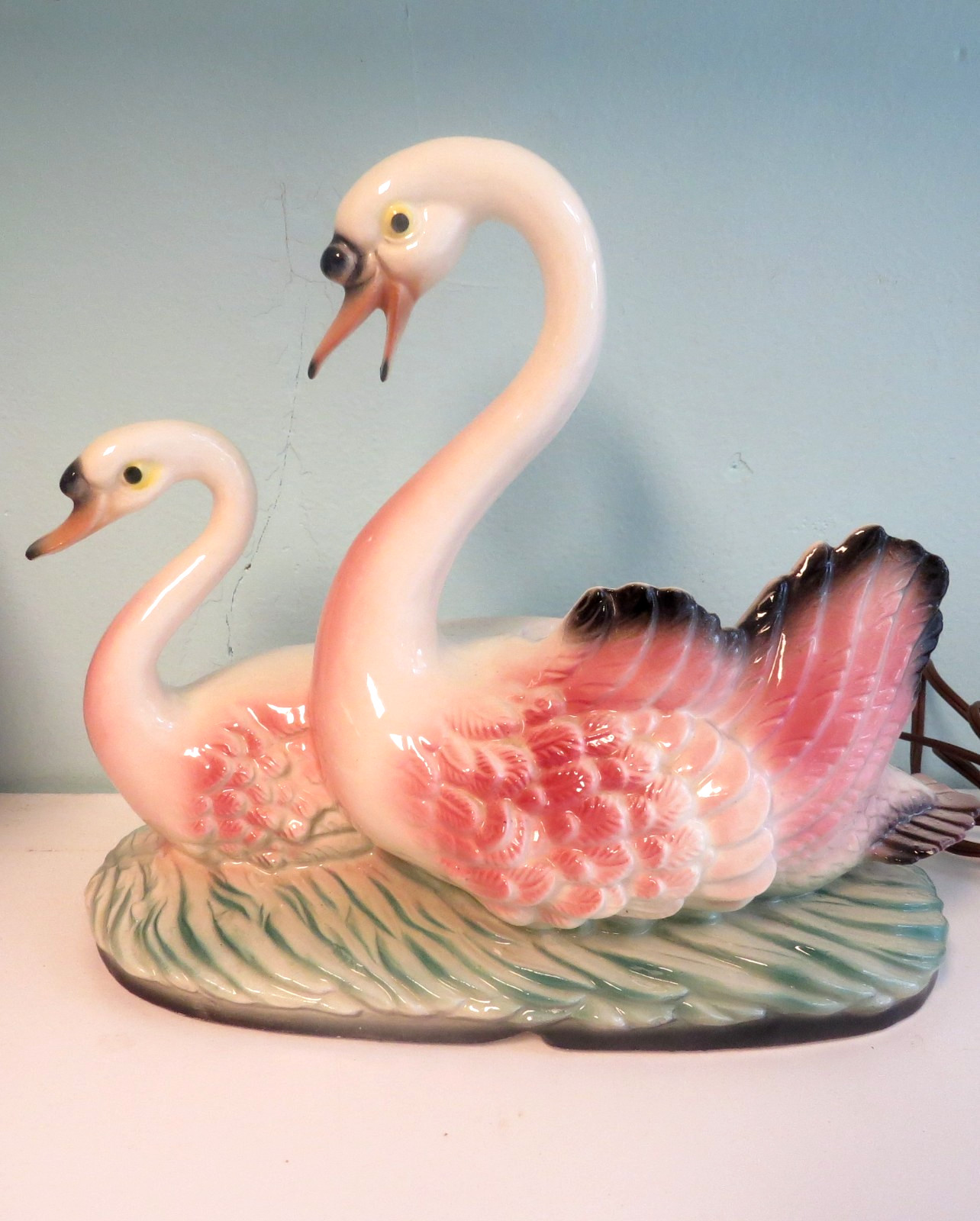 Vtg Maddux of California Pottery Two Swan TV Lamp Planter 50/60s Mid Century USA