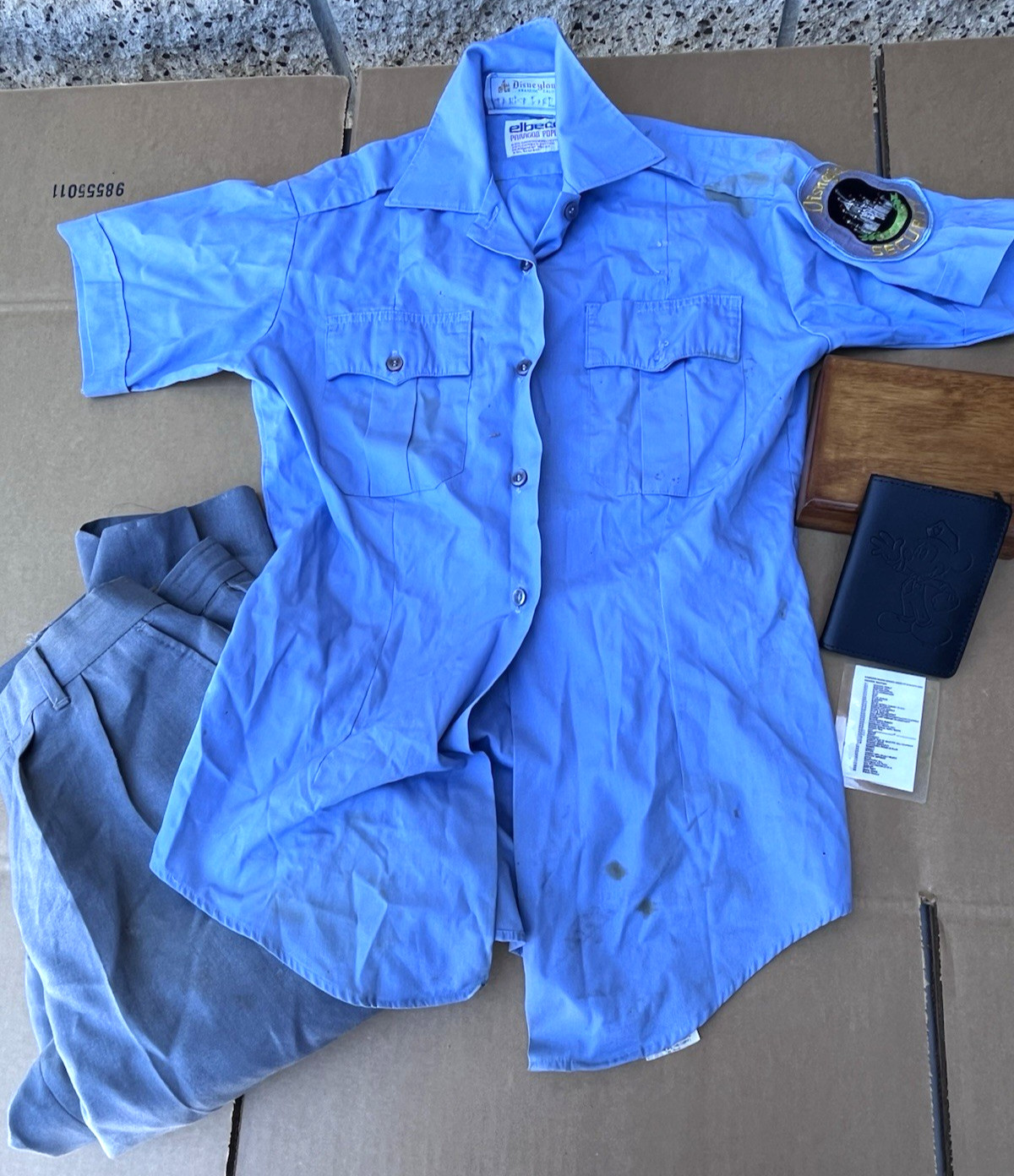 Disneyland Theme Park Security Employee Outfit Shirt Pants & Leather Wallet Disneyland Theme Park Security Employee Outfit Shirt Pants & Leather Wallet