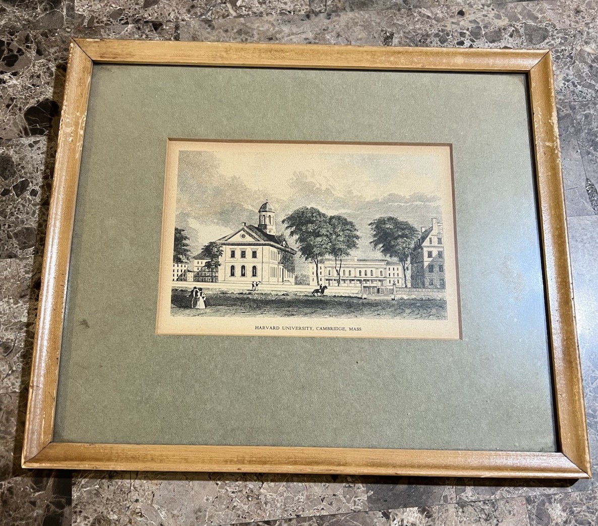 Vintage Harvard University Framed Historic Campus Print Cambridge MA Wall Art