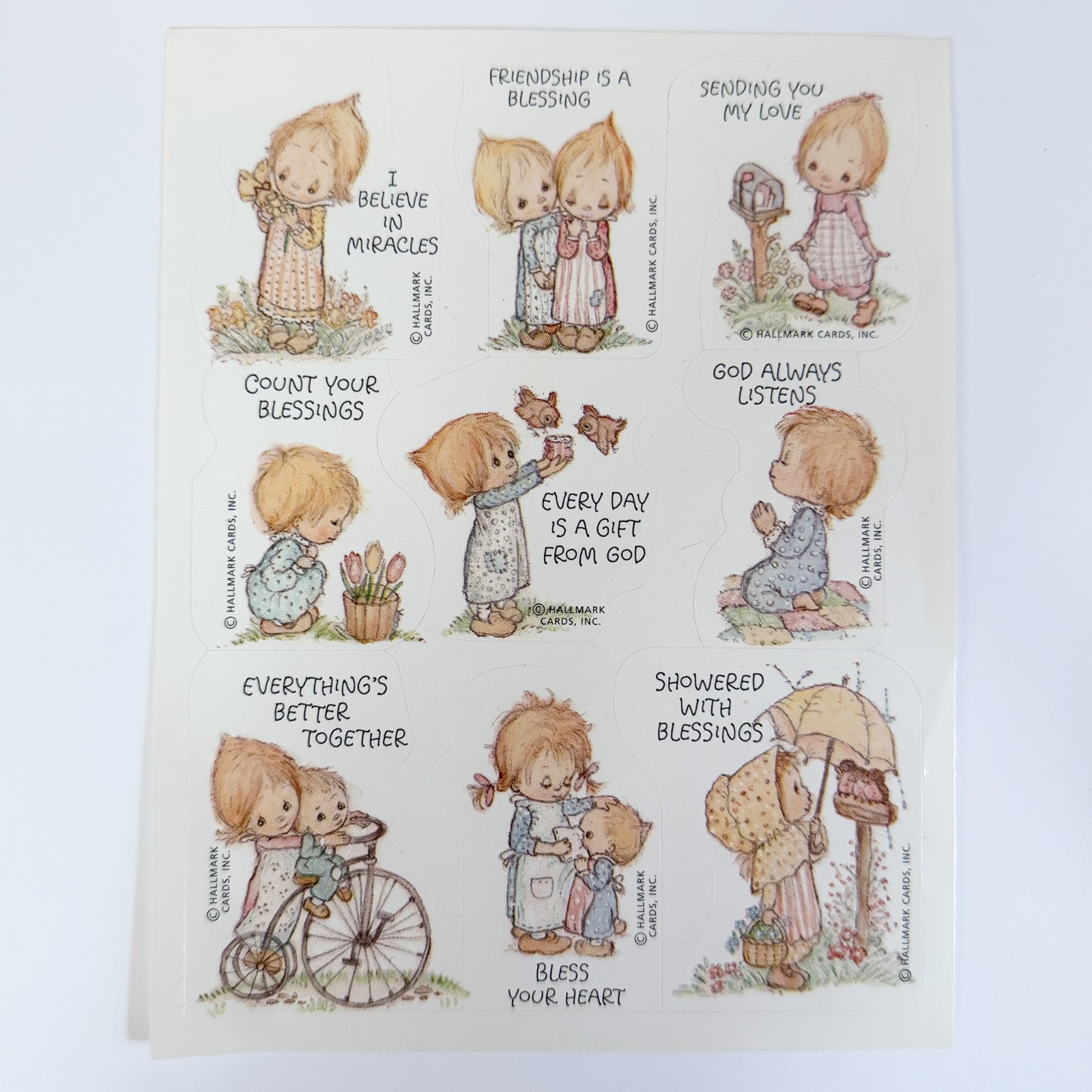 Vintage 1982 Hallmark Betsey Betsy Clark Sticker Sheet Religious Spiritual
