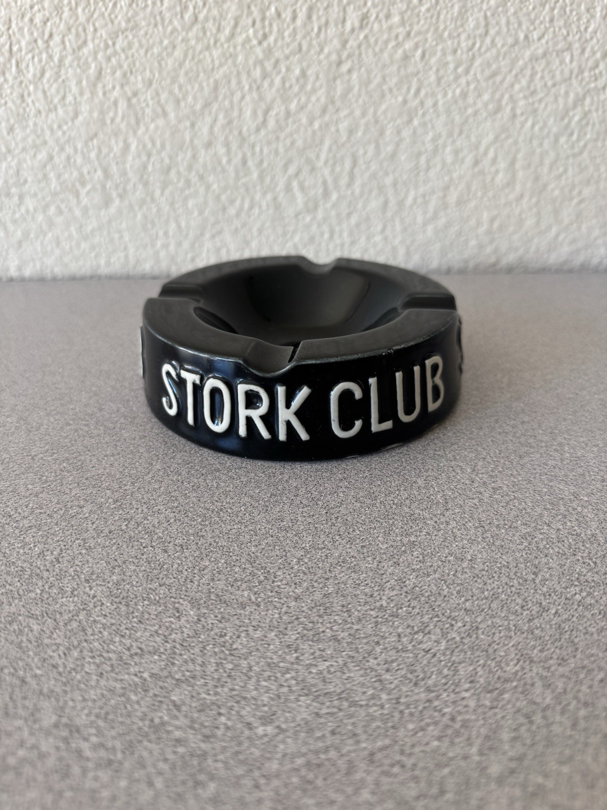 Vintage Stork Club New York Ceramic Ashtray 1940-50s Black White #55-12