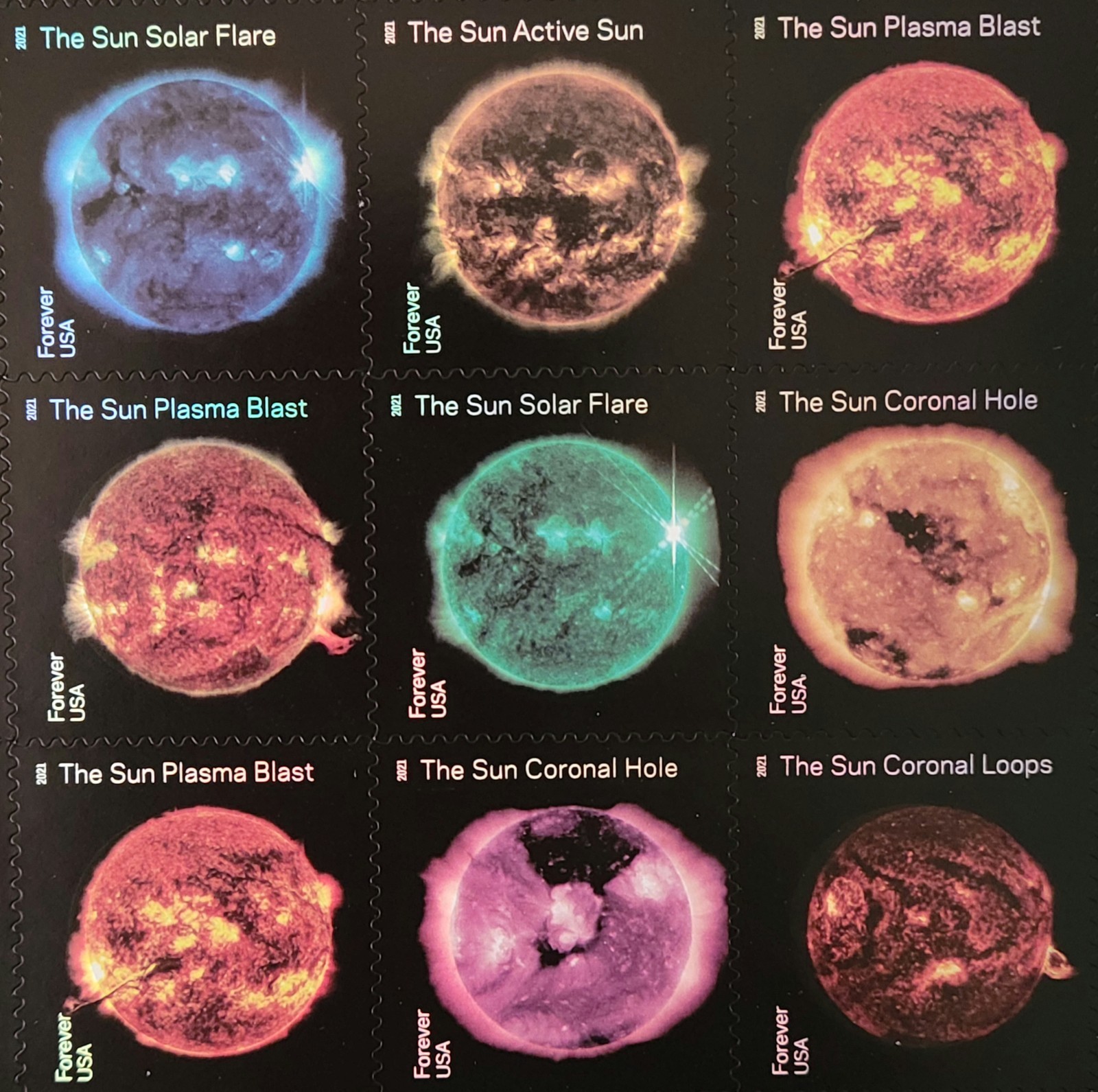 2022 SUN SCIENCE SHEET OF 20 FIRST CLASS LETTER STAMPS 