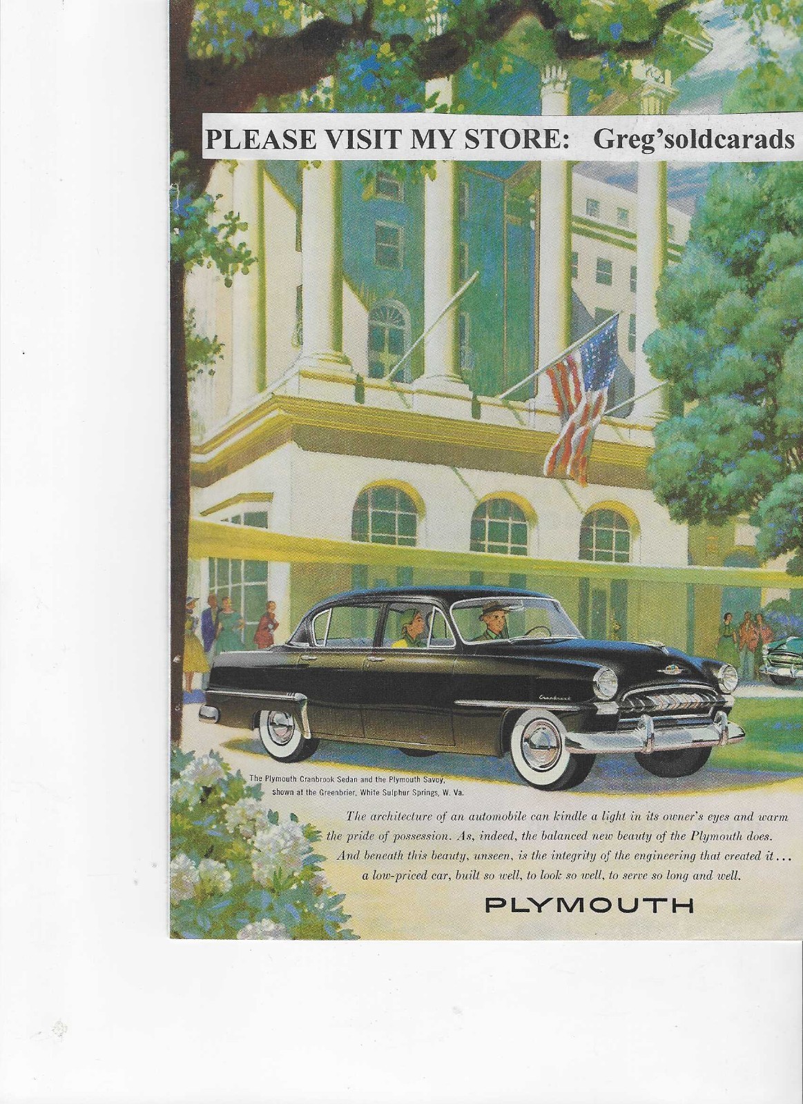 Original 1953 Plymouth Sedan  vintage print ad, advertising
