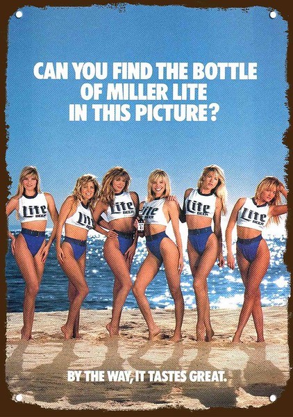1989 MILLER BEER SEXY BLONDE BIKINI WOMEN Vnt-Look DECORATIVE REPLICA METAL SIGN