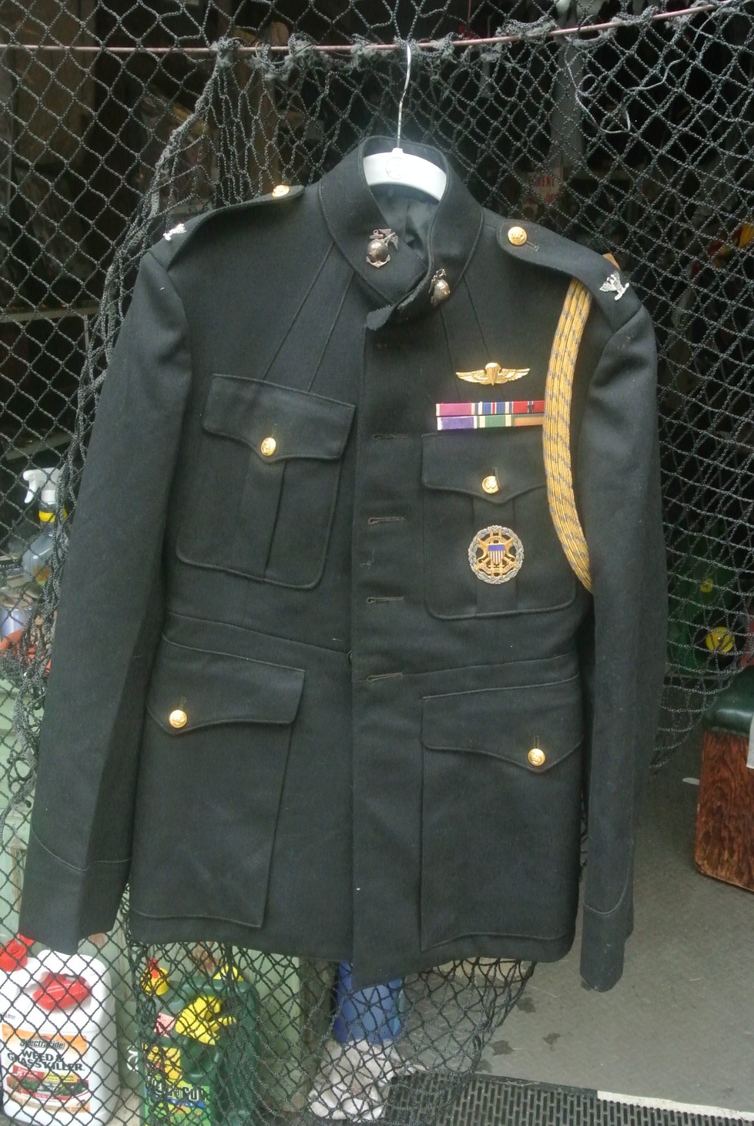 WWII ERA USMC Colonels Blue Uniform - Aide to an Admiral-Sterling badges