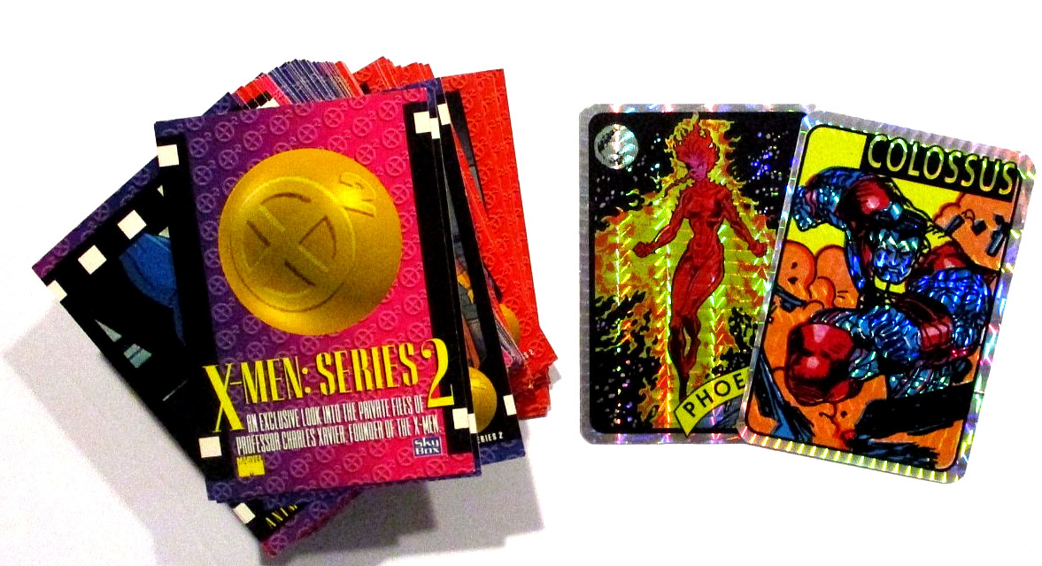 SKYBOX 1993 X-Men Ser. 2 Base Card Set (100) + 2 Vending Prisms in Plastic case