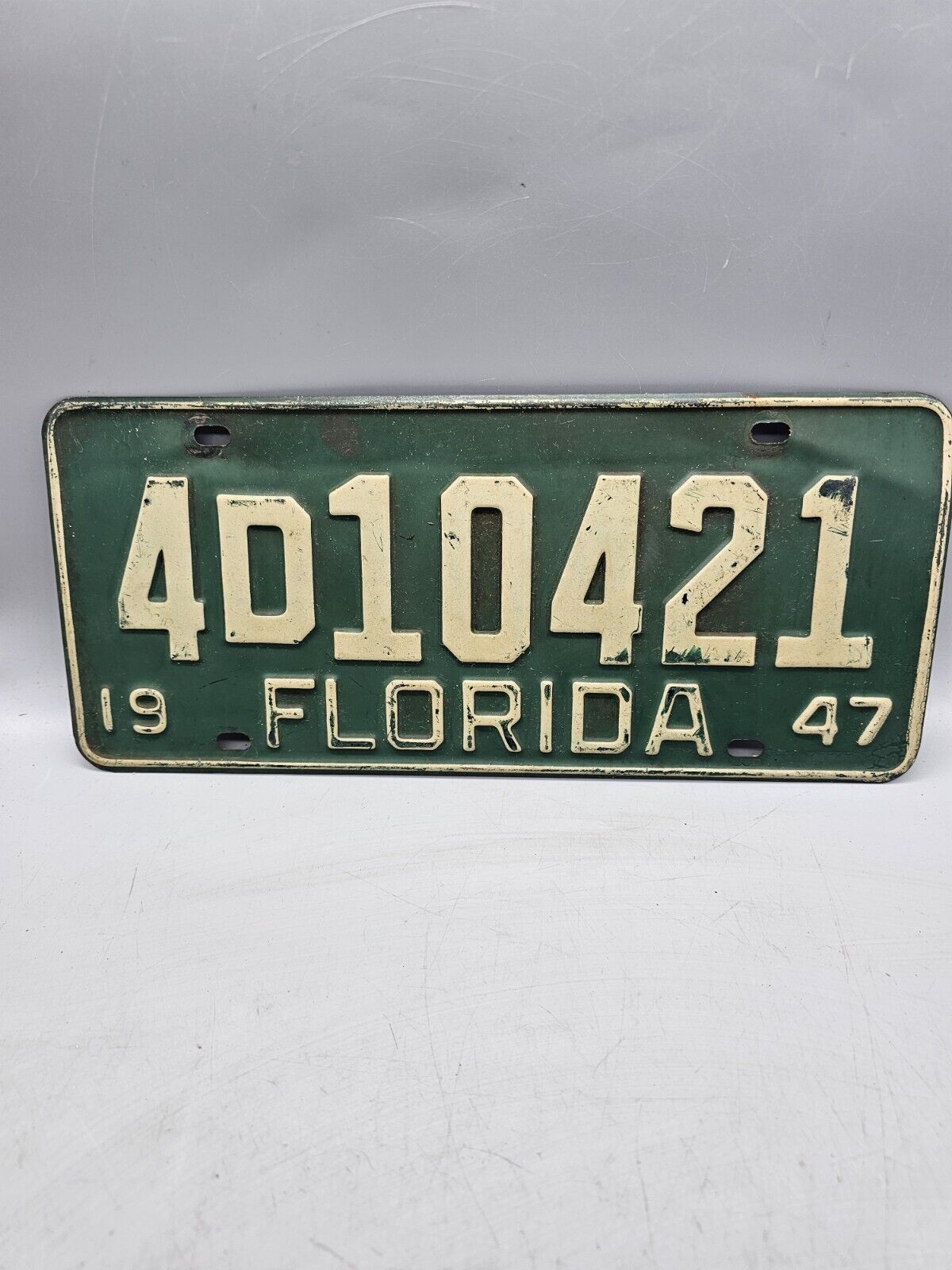 1947 Florida License Plate Mancave Garage Craft Green / White 4D10421