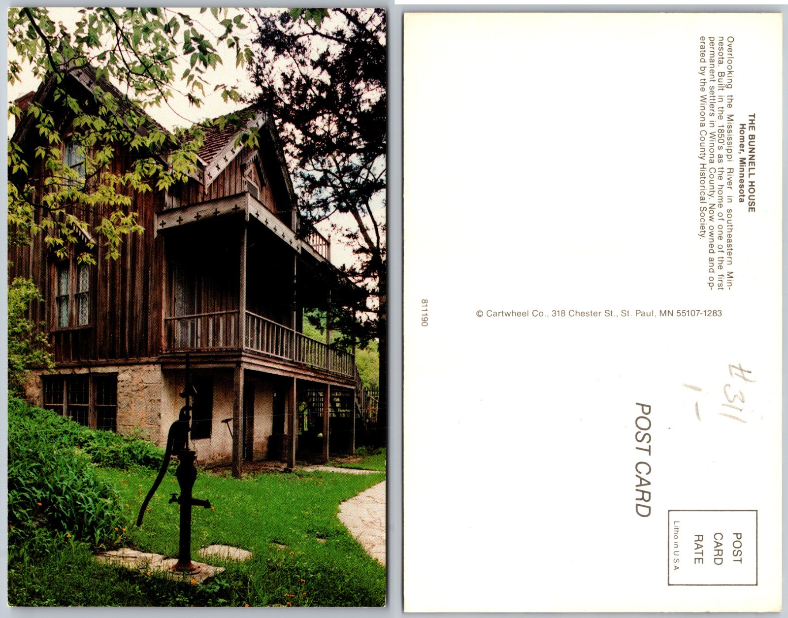 Charles Lindbergh House Exterior Pump Postcard