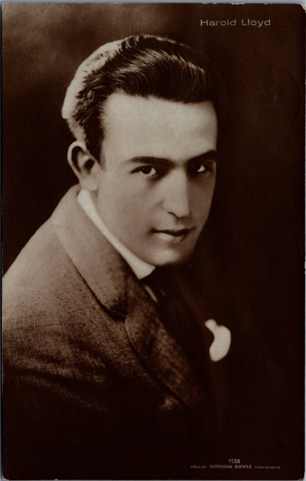 Harold Lloyd Portrait RPPC Postcard 1914 Silent Film Star Sweden