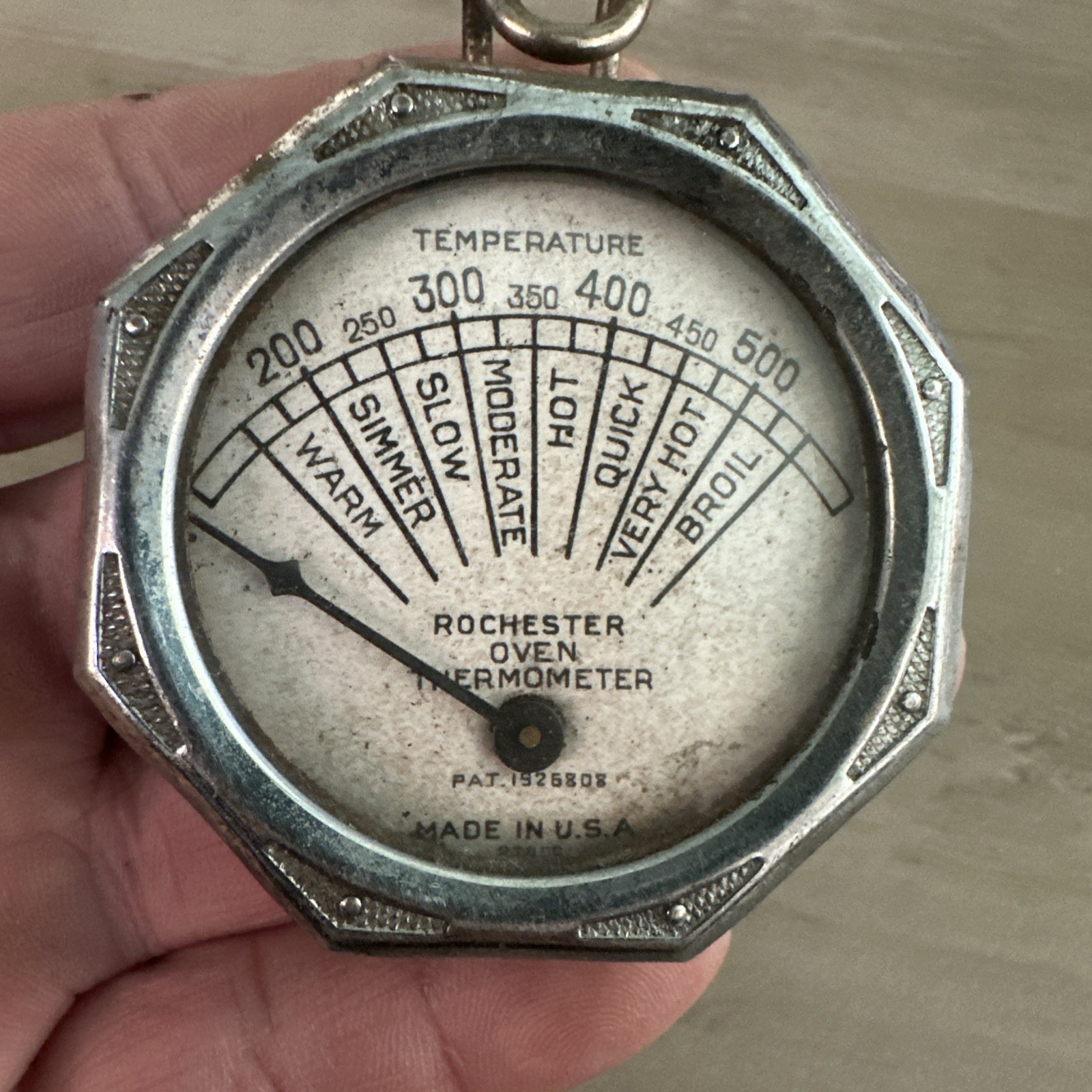 Antique 1920s Rochester Oven Thermometer With Original Bracket