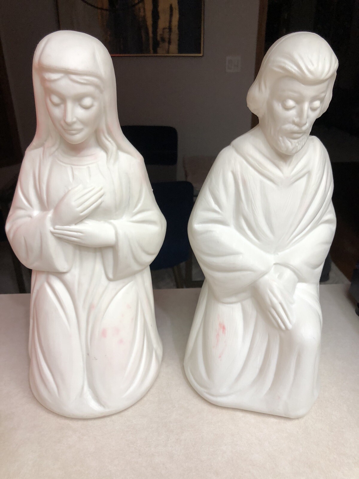 Vintage Beco Nativity Blow mold Christmas Joseph Mary Jesus With Cords 17”