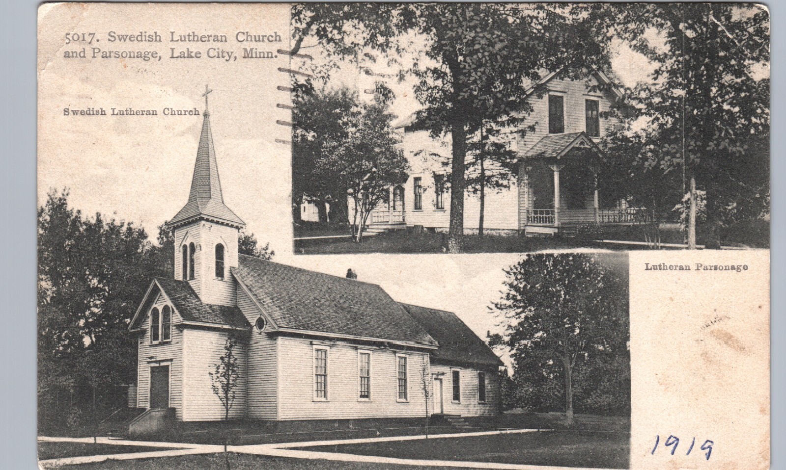 SWEDISH LUTHERAN CHURCH lake city mn original antique postcard minnesota history
