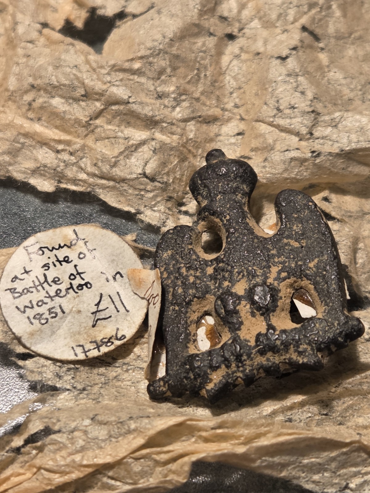 French Napoleonic bronze eagle artifact reportedly found at Waterloo battlefield