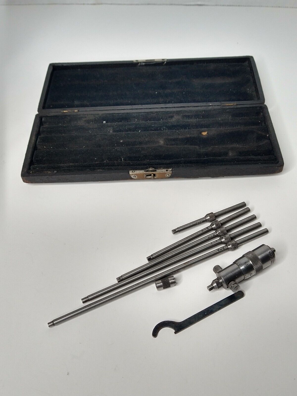 Vintage L. S.  Starrett Inside Micrometer Set Machinist Tools USA Antique W Box