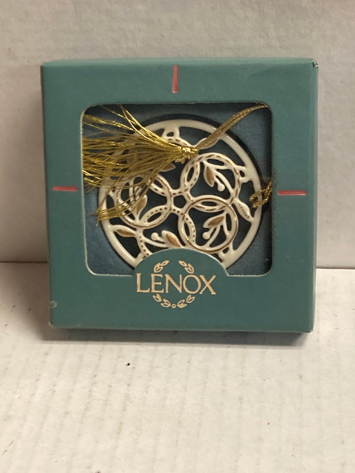 Vintage Lenox 12 Days of Christmas 5 Five Gold Golden Rings Ornament with Box